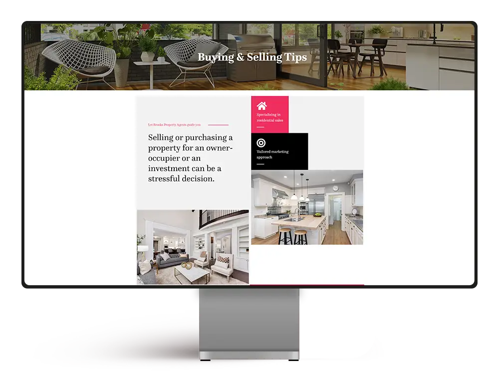 Brooks Property Agents website superimposed on desktop device