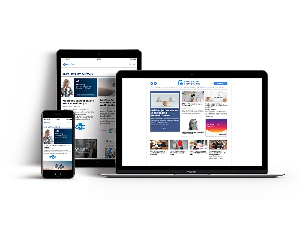Financial Newswire website superimposed on multiple devices